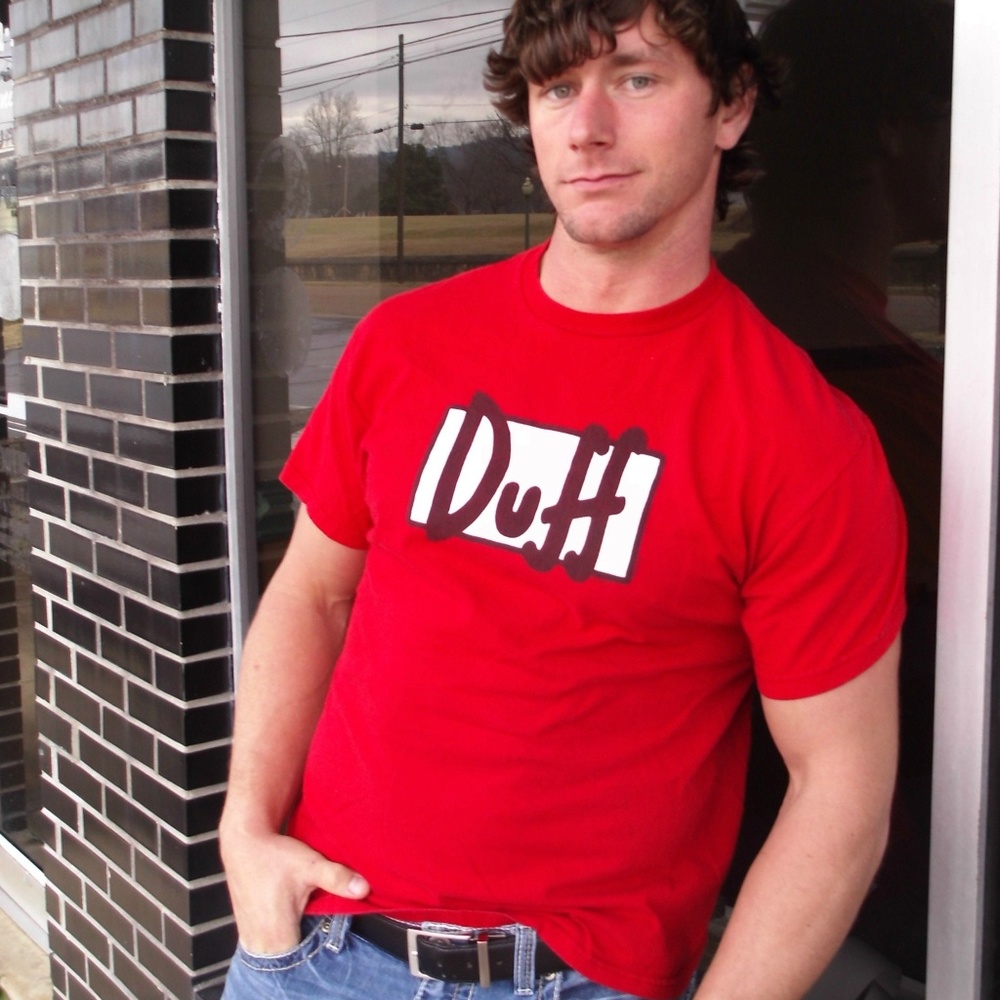DUFF BEER "The Simpsons" Size L Red T-Shirt